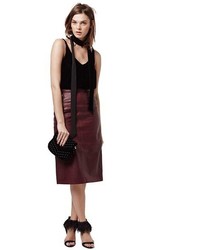 Topshop Leather Midi Skirt