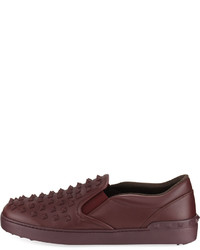 Valentino Rockstud Leather Slip On Sneaker Purple