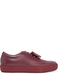Acne Studios Adriana Plaque Detailed Leather Sneakers Burgundy