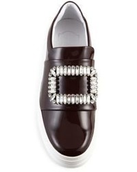 Roger Vivier Crystal Buckle Patent Leather Sneakers