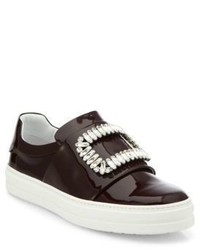 Roger Vivier Crystal Buckle Patent Leather Sneakers