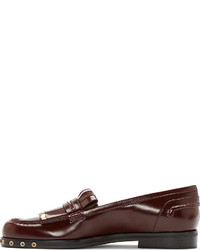 Lanvin Burgundy Leather Studded Penny Loafers