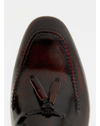 Hudson Pierre Burgundy Leather Tassel Loafers