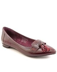 Rockport Ashika Tassel Keeper Burgundy Patent Leather Flats Shoes