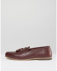 Asos Tassel Loafer In Burgundy Leather