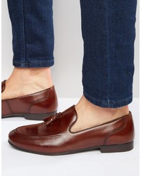 Red Tape Tassel Loafers In Brown Leather