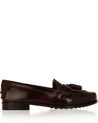 Tod's Tasseled Glossed Leather Loafers