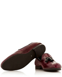 Topman Oxblood Patent Tassel Loafers