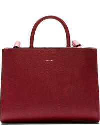 Carven Burgundy Leather Chain Lock Tote
