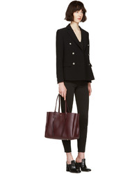 Lanvin Burgundy Leather Small Shopper Bag
