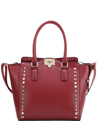 Ann Creek Canbery Leather Tote Burgundy Shoulder Bags