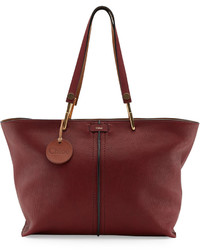 Chloé Chloe Keri Medium Grained Leather Tote Bag Dark Red