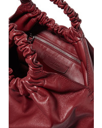 The Row Double Circle Medium Leather Tote Burgundy