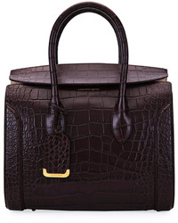Alexander McQueen Heroine 35 Small Croc Embossed Leather Tote Bag