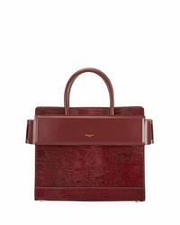 Givenchy Horizon Small Astrakhan Embossed Leather Satchel Bag Red