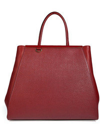Fendi Leather 2jours Tote In Cherry Red