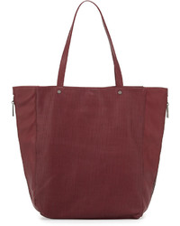 Neiman Marcus Perforated Side Zip Tote Bag Bordeaux