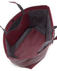 Neiman Marcus Saffiano Faux Leather Tassel Tote Bag Burgundy