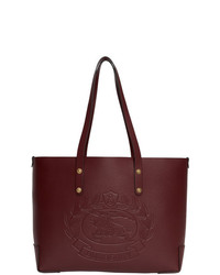 small embossed crest leather tote