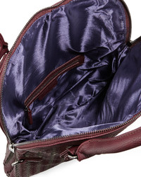 Neiman Marcus Woven Fold Over Tote Bag Eggplant