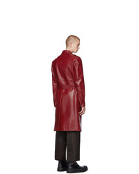 Prada Red Leather Long Jacket
