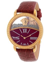 Versace 93q80bd800 S800 Krios Rose Gold Ion Plated Stainless Steel Micro Spheres Red Leather Watch