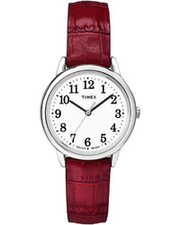 Timex Easy Reader Red Leather Strap Watch Tw2p687007r