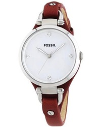 Fossil Georgia Three Hand Leather Watch Red Es3416