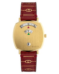Gucci Grip Stone Red Leather Watch