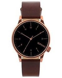 Komono Winston Regal Quartz Stainless Steel And Leather Dress Watch Colorbrown