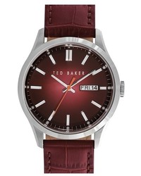 Ted Baker London Croc Embossed Leather Strap Watch 40mm