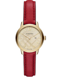 Burberry Swiss Red Leather Strap Watch 32mm Bu10102