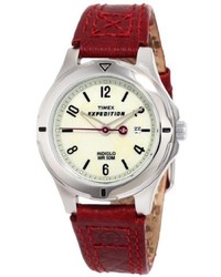 Timex T49855 Expedition Field Burgundy Leather Strap Watch