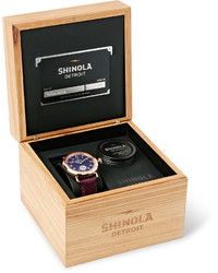 Shinola The Runwell 36mm Pvd Rose Gold Plated And Pebble Grain Leather Watch