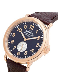Shinola The Runwell 41mm Pvd Rose Gold Plated And Pebble Grain Leather Watch