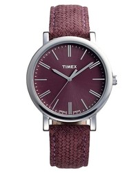 Timex Braid Pattern Leather Strap Watch 38mm Red