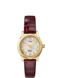 Timex Burgundy Leather Strap Watch