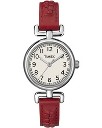 Timex Weekender Red Braided Leather Strap Watch T2n661
