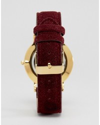 Reclaimed Vintage Wool Strap Watch In Burgundy