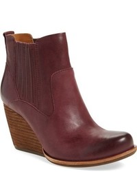 Burgundy Leather Wedge Ankle Boots