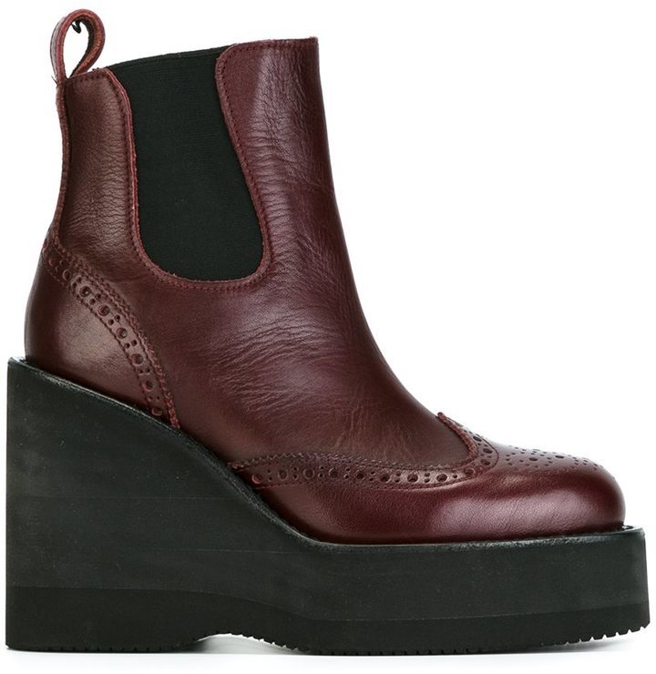 Burgundy wedge ankle on sale boots