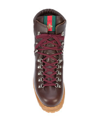 Gucci Lace Up Boots With Web