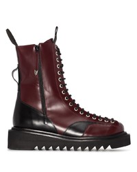 Toga Leather Blk Red Lace Up Boot