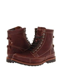 Timberland Earthkeepers Rugged Original Leather 6 Boot Lace Up Boots Red Brown Distressed