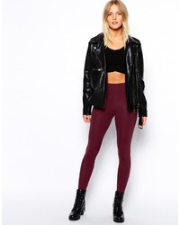 Asos Collection High Waisted Leggings In Oxblood