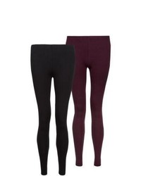 Exclusives New Look Tall 2 Pack Burgundy And Black Leggings