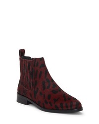 Burgundy Leopard Calf Hair Ankle Boots