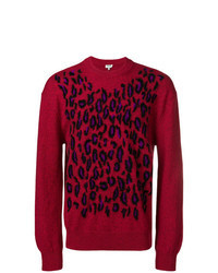 Burgundy Leopard Crew-neck Sweater
