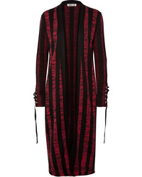 McQ Alexander McQueen Lace Up Striped Cotton Cardigan