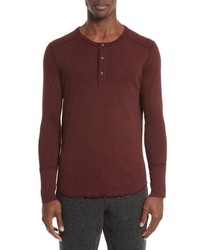 Burgundy Long Sleeve Henley Shirt